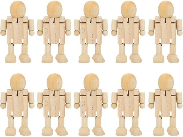 Tooarts Roboter Holz Figuren 10-teiliges Set aus Chinesischer Kirsche - Bild 1