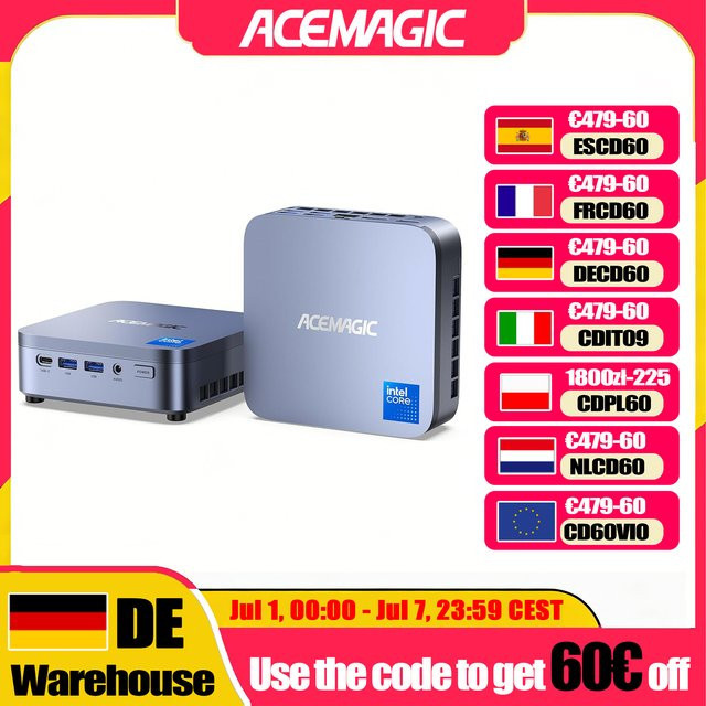 ACEMAGIC M5 Mini-PC mit Windows 11 Pro, Intel Core 14650HX, 32GB DDR4 und 1TB NVMe SSD für Büro und Zuhause - Bild 1