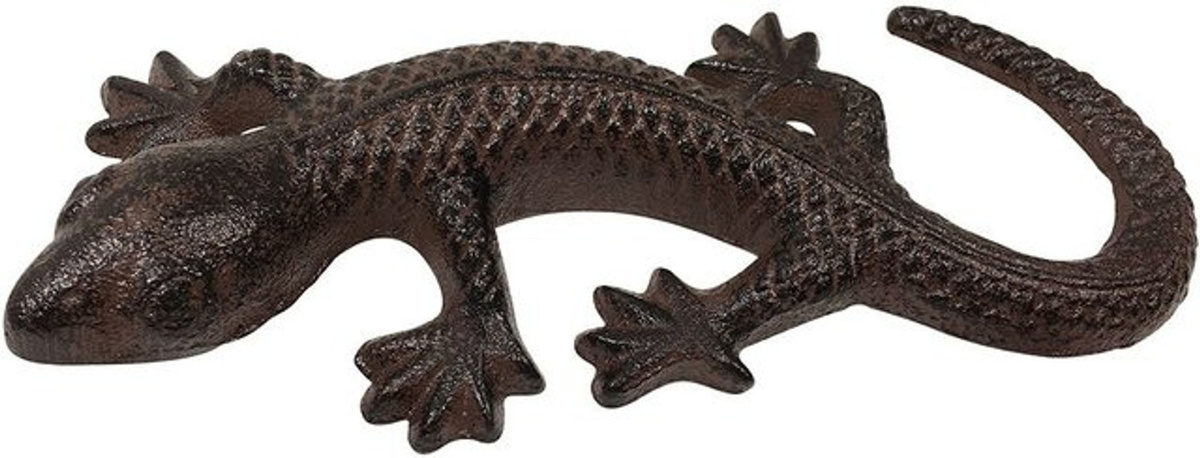 Dekofigur Eidechse als Skulptur aus Gusseisen im Antik-Stil, Braun, Höhe: 7,5 cm, Breite: 7,5 cm, Tiefe: 7,5 cm - Bild 1