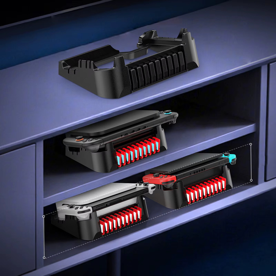 ALLOYSEED Aufbewahrungsregal für Nintendo Switch und Switch OLED, horizontaler Basisständer in Schwarz - Bild 3