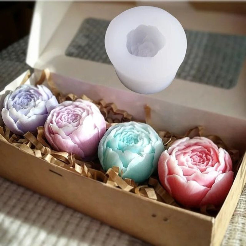 Silikonform Rose mit Knospen für Blumenseife und Kerzen in Mehrfarbig - Bild 1