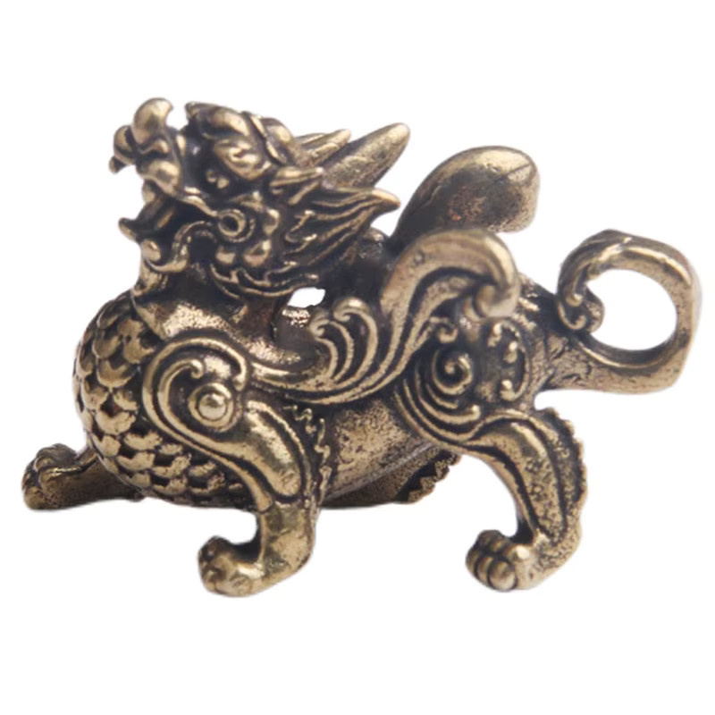 JETTING Qilin-Drachenstatue aus Messing in Gold für Fengshui und Heimdekoration - Bild 2