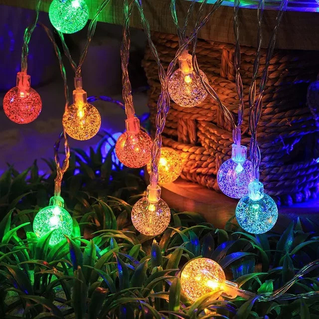 OKAL RED EAST LED Blasen-Kristallkugel-Lichterkette aus Glas mit USB-Anschluss für Hochzeit, Party und Heimdekoration - Bild 1