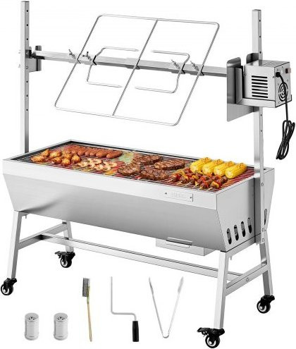 VEVOR Drehspießgrill aus Edelstahl mit 38 W Leistung, 60 kg Tragkraft und 7-stufiger Höhenverstellung für Camping und Outdoor, Grilllänge: 94 cm - Bild 1