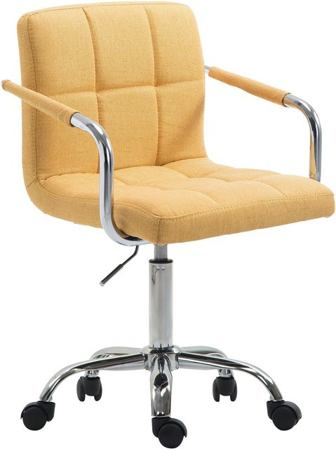 TPFLiving Bürostuhl Luca aus Stoff in Gelb mit Armlehnen und Rollen, B/T/H: 52,0 x 44,0 x 88,0 cm - Bild 1