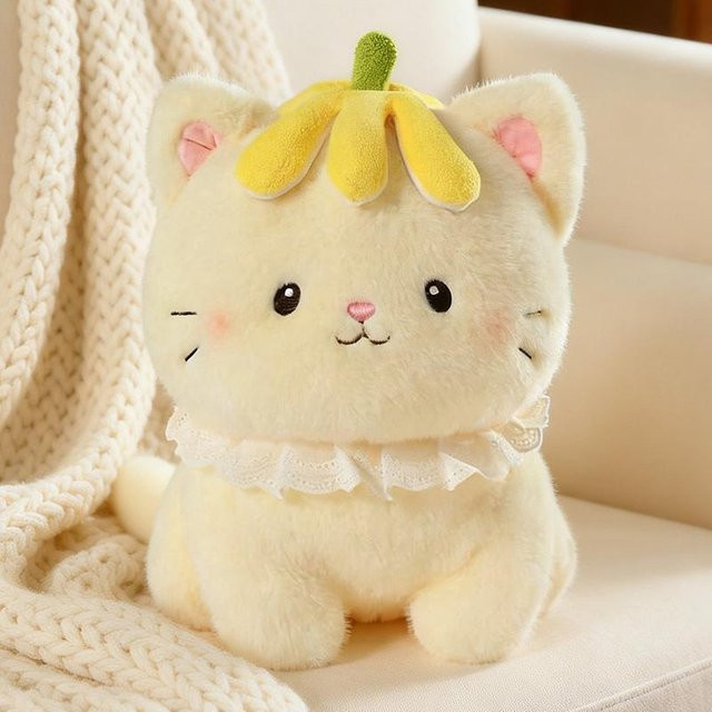 Yiran toy Kätzchen Plüschtier, Bananenschale geformt, Gelb, 30cm - Bild 1