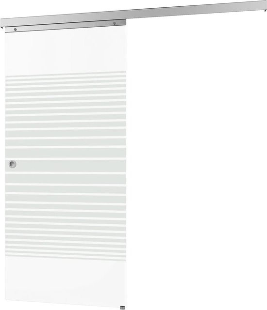 inova Glasschiebetür Streifen Komplettset mit Griffmuschel und 2-seitigem Softclose, transparent/silver, B: 88,0 cm, H: 203,5 cm - Bild 1