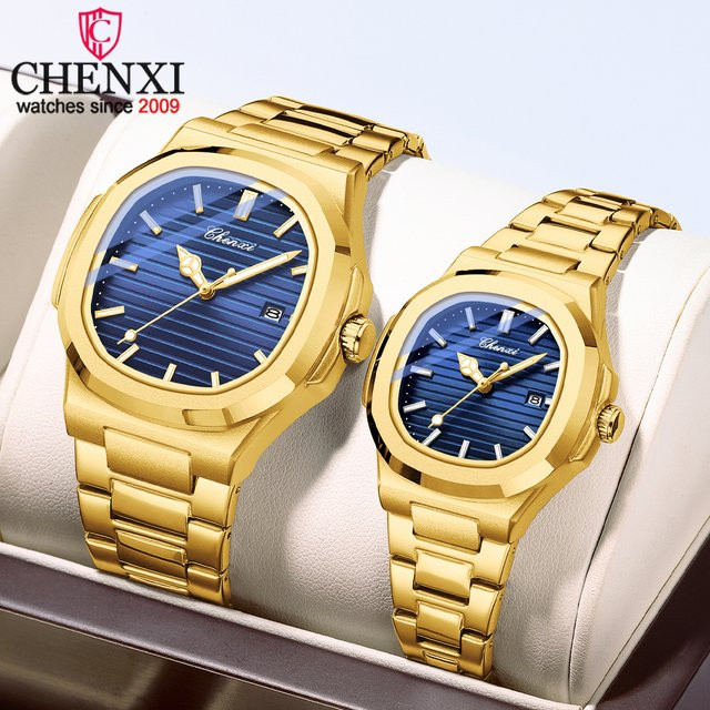 CHENXI Armbanduhr Quarz, Edelstahl, Gold, Unisex - Bild 1
