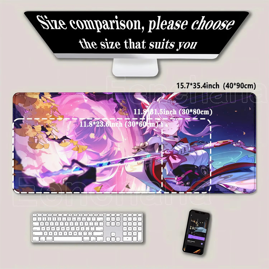 Eenehana XXL-Mauspad Honkai Star Rail HSR Anime-Schreibtischunterlage mit HD-Druck in Multicolour - Bild 2
