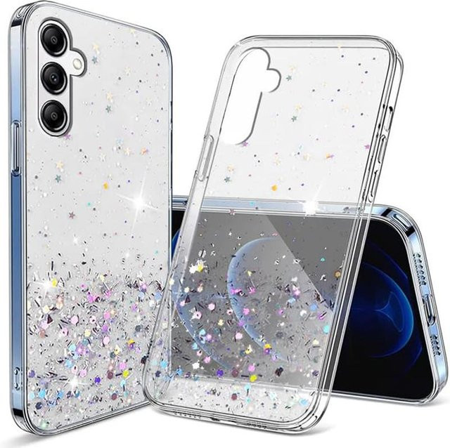 Glitzer Silikon Schutzhülle für Samsung Galaxy A-Serie in Transparent/Silber, Ultra Dünn - Bild 1