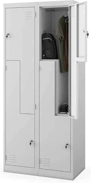JAN NOWAK Umkleideschrank Spind JULIA mit 4 Abteilen aus Stahl in Grau, H x B x T: 185 x 80 x 45 cm - Bild 1