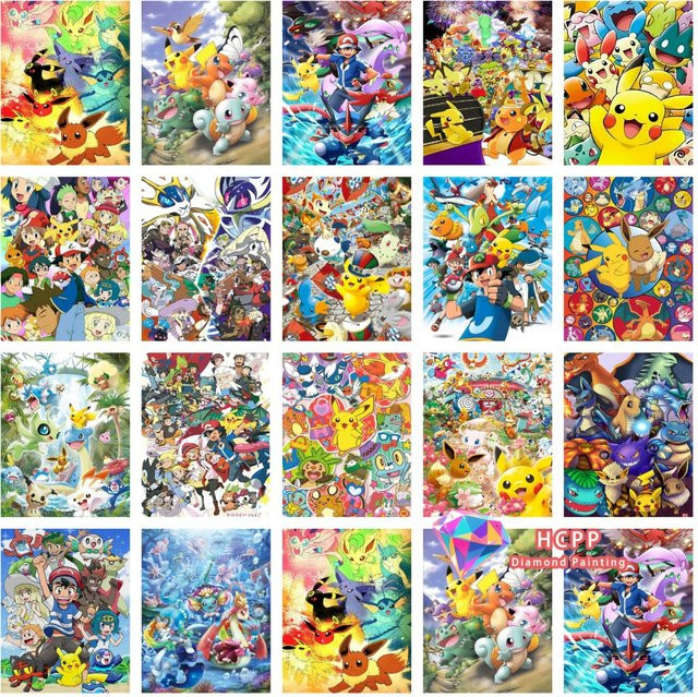 Potdemiel Pikachu Diamantmalerei Set 5D DIY Mosaik mit runden Steinen in Multicolour - Bild 1