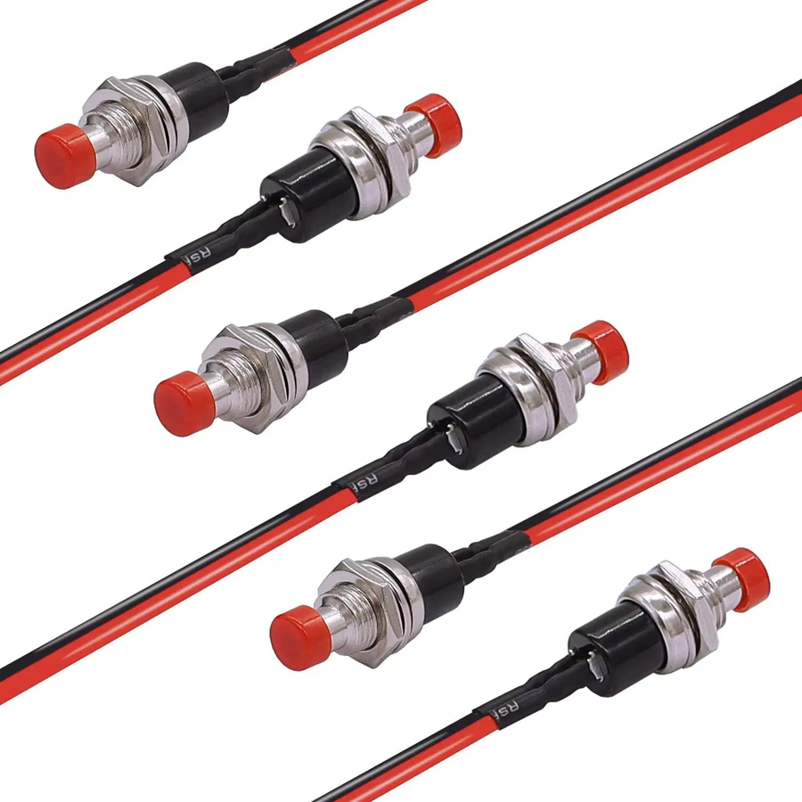6 Stück Mini-Drucktastenschalter SPST 2 Pins 250 V AC, normal offen, mit vorgelöteten Drähten, mehrfarbig - Bild 4