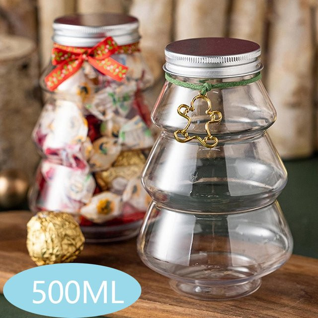 Transparentes Weihnachtsbaum Glas für Süßigkeiten und Kekse als DIY Geschenkverpackung, 500 ml - Bild 1