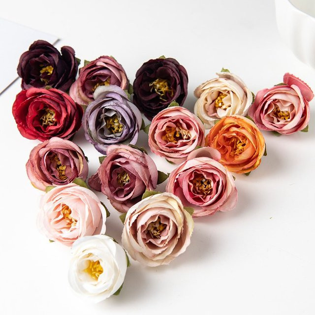 100 Stück Künstliche Seidenrosen Knospen in Mehrfarbig für Hochzeit, Weihnachten und DIY Dekorationen - Bild 1