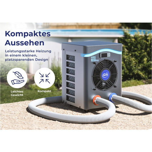 GRE Luftwärmepumpe für Pools bis 20 m³ mit 2500 W Heizleistung in Schwarz und Grau - Bild 3