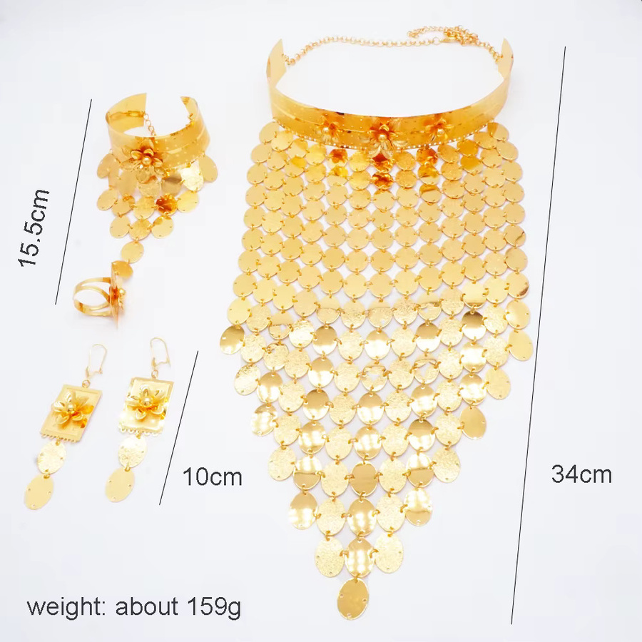 GDJWRI Schmuck-Set, Halskette, Gold, Blumenmuster, Damen - Bild 2