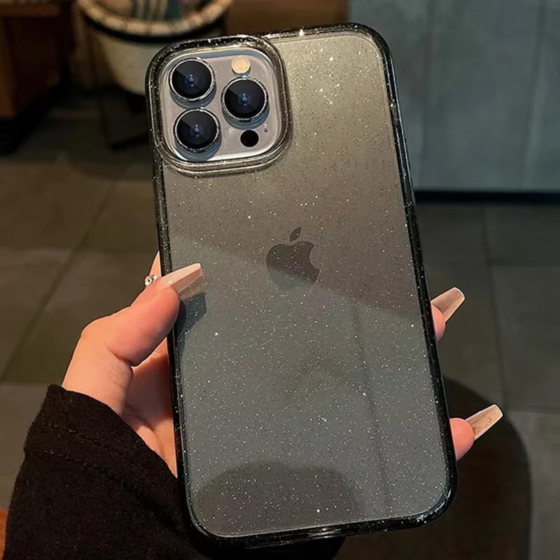 Transparente Bling Glitter Schutzhülle aus stoßfestem TPU für iPhone 11 bis iPhone 16 Pro Max und Mini - Bild 2