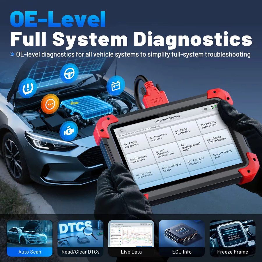 XTOOL D7 V2.0 OBD2 Kfz-Scanner Schlüsselprogrammierer in Schwarz mit ECU-Codierung, 39+ Resets sowie CANFD und DOIP Unterstützung für alle Systeme - Bild 2