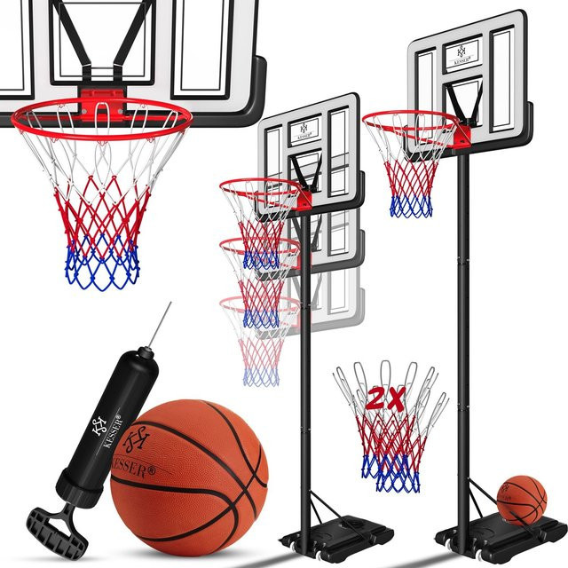 KESSER Basketballkorb Premium Basketballanlage mit Ständer und Rollen inklusive Basketball und Pumpe, höhenverstellbar von 230 bis 305 cm, für Outdoor und Indoor - Bild 1