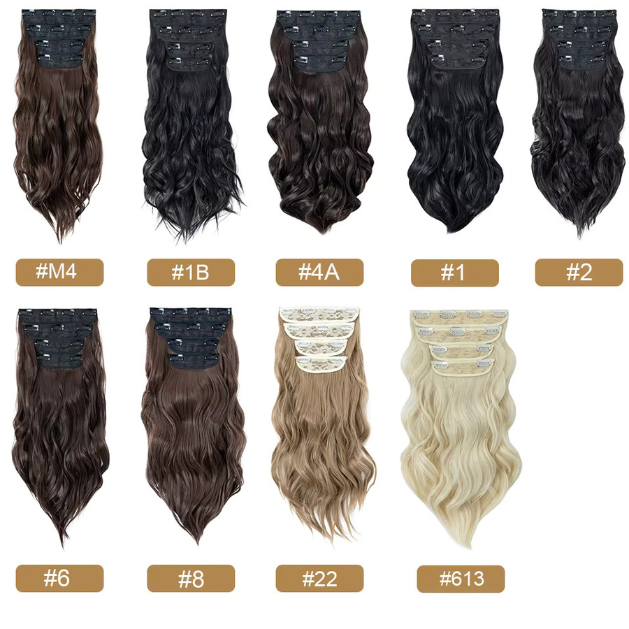 S-noilite Clip-in-Haarverlängerungen, gewellt, 22 Zoll, 4 Stück, Damen - Bild 4