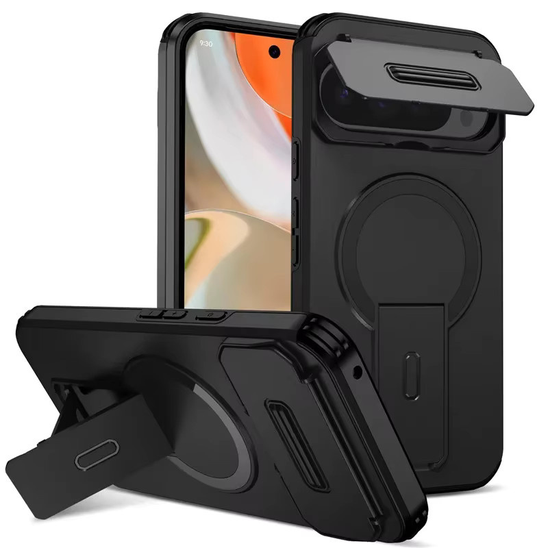 Stoßfeste Magnet-Schutzhülle mit faltbarer Halterung für Google Pixel 10 Pro XL, Pixel 10 Pro und Pixel 10 Flip in Schwarz - Bild 6
