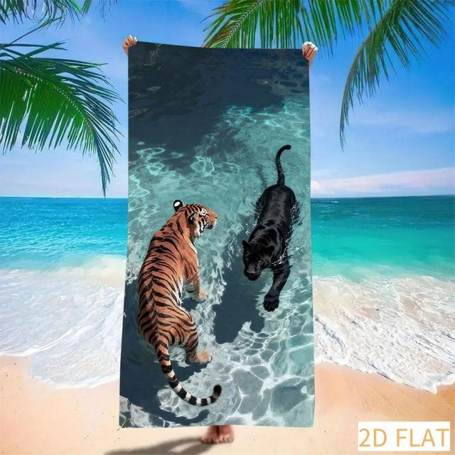 Strandtuch aus Mikrofaser mit Tierprint von JMG Household Supplies, schnell trocknend und sandfrei, B/H: 50 x 100 cm, Mehrfarbig - Bild 1