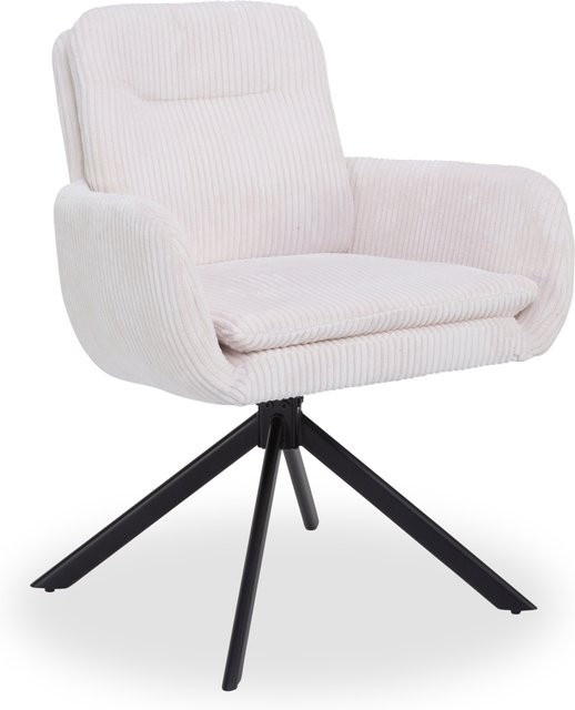 Armlehnenstuhl HARPER SERUI modern mit 360 Grad Drehsitz in Beige, Schwarz oder Weiß - Bild 1