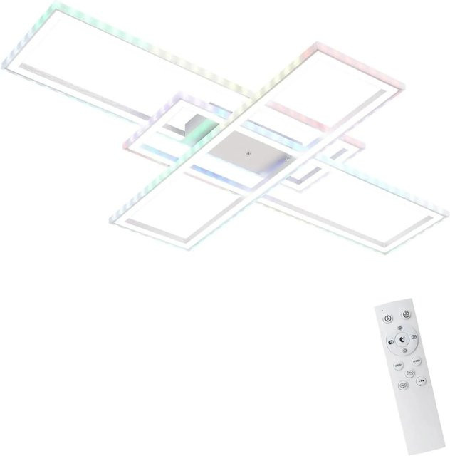 NETTLIFE LED Deckenleuchte L101.2 aus Aluminium in Silber, dimmbar mit Fernbedienung und RGB-Funktion - Bild 1