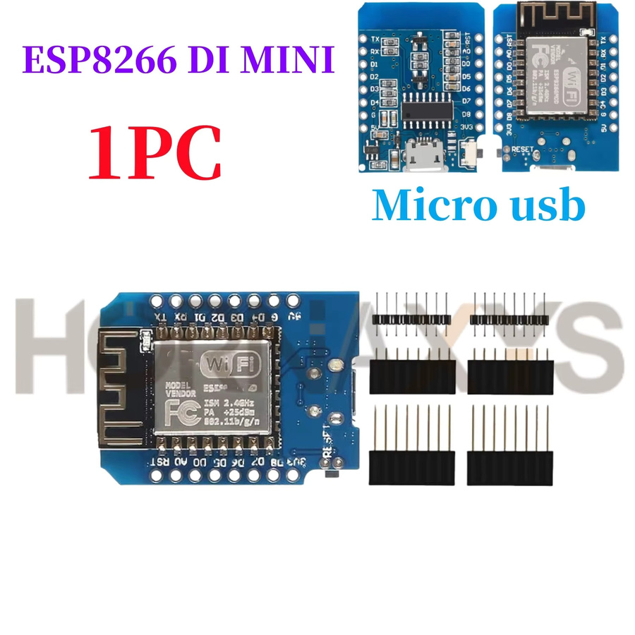 WeMos D1 Mini ESP8266 ESP-12F V2 Entwicklungsboard mit CH340G, WiFi Modul für Arduino, Blau - Bild 2