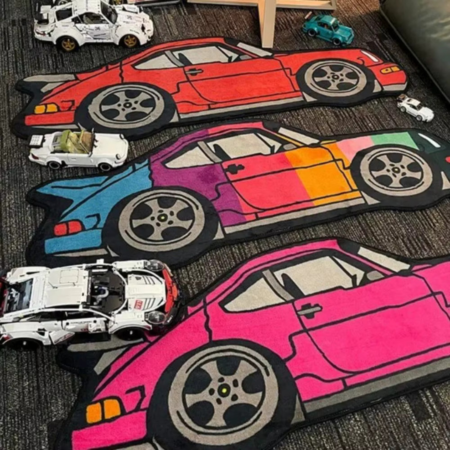 VIKAMA Druckteppich mit buntem Auto-Design für Wohnzimmer und Gaming-Zimmer, Multicolor - Bild 2