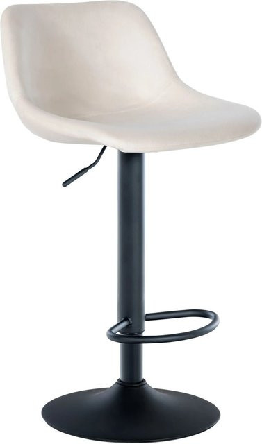 DELUKE Barhocker HODOR Barstuhl aus Samt in Creme, höhenverstellbar und drehbar mit Lehne, B/T/H: 43 x 49 x 79 cm - Bild 1