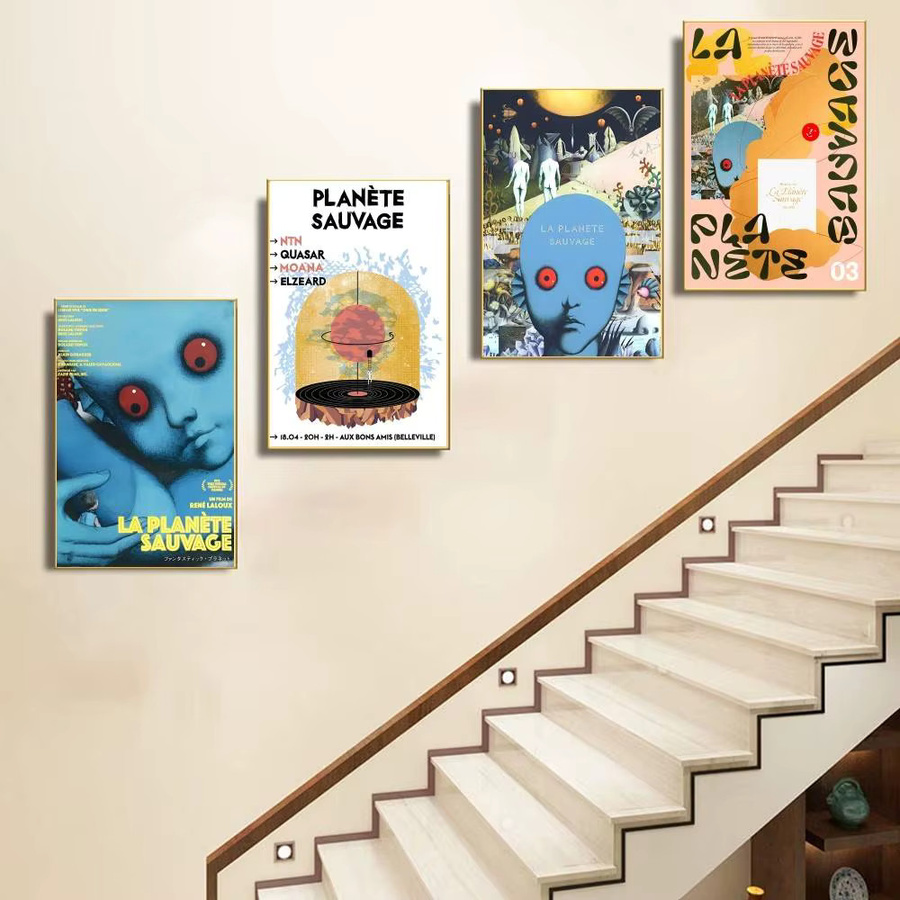 La Planete Sauvage Poster Fantastischer Planet Wandkunst Aufkleber Retro Abstract Multicolour - Bild 6