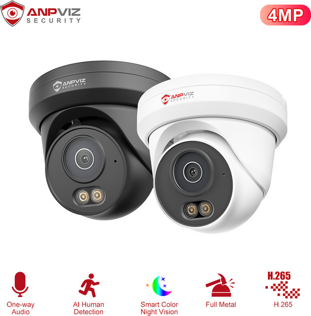 Anpviz 4MP PoE-Turmkamera aus Metall mit KI-menschlicher Bewegungserkennung, intelligentem Dual-Light und integriertem Mikrofon - Bild 1