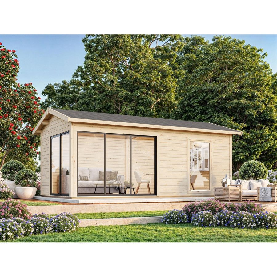 Palmako Gartenhaus Amanda Slide Plus aus Fichtenholz in Grau mit B/T: 595 x 300 cm - Bild 2