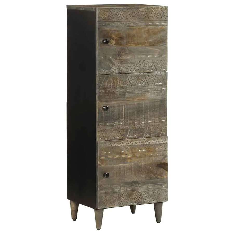 vidaXL Highboard aus Massivholz Mango in Schwarz, Grau oder Braun, B/T/H: 40 x 33 x 110 cm - Bild 2