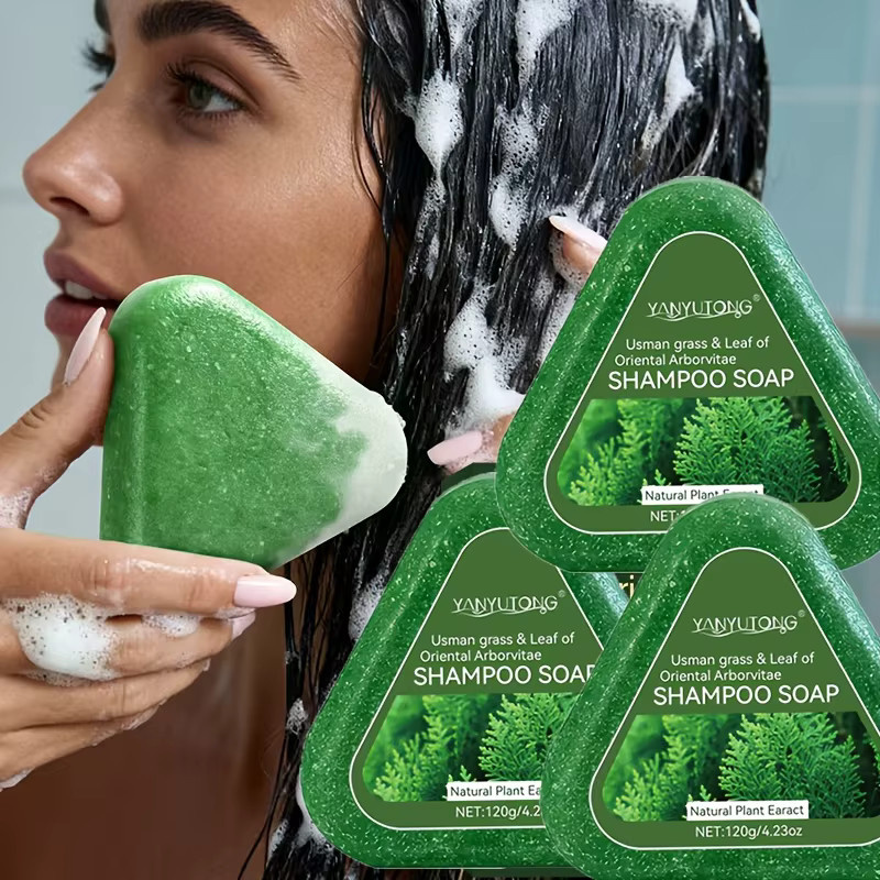 Usman Grass & Platycladus Shampoo-Riegel, Unisex, für fettiges Haar - Bild 4