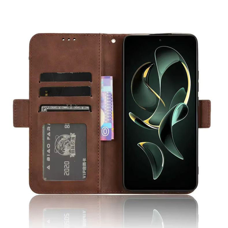 Luxus Flip Ledertasche für Xiaomi in Braun mit magnetischem Kartenhalter und Brieftasche als Schutzhülle - Bild 2