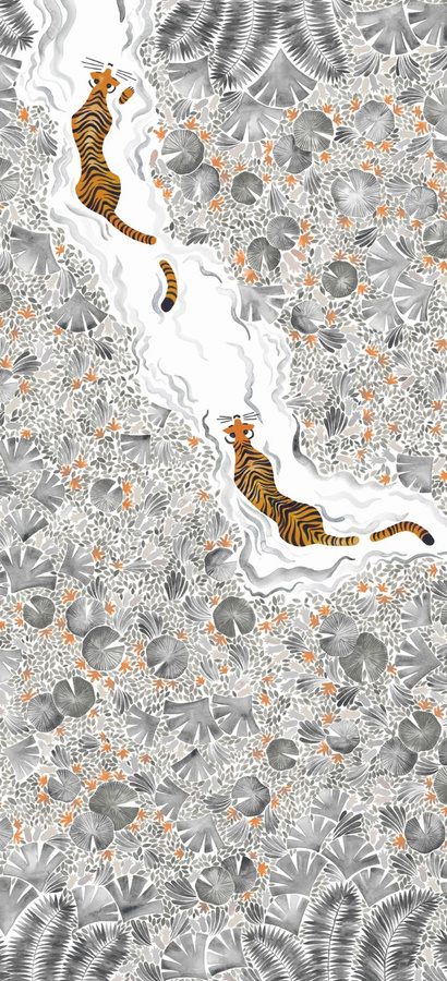Isidore Leroy Wandtattoo Mural Tigres in Grau, Orange und Multicolour für Kinderzimmer - Bild 1