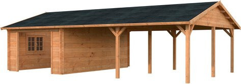 Palmako Garage Roger aus Fichtenholz mit Satteldach, Hellbraun, B/T/H: 956 x 550 x 316 cm - Bild 2
