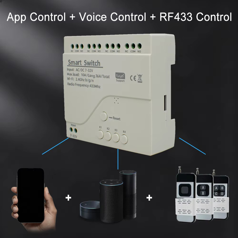 Scimagic-RC 4-fach WLAN Intelligenter Schalter in Weiß, Drahtloses Relais kompatibel mit Tuya Alexa und Google Home - Bild 4