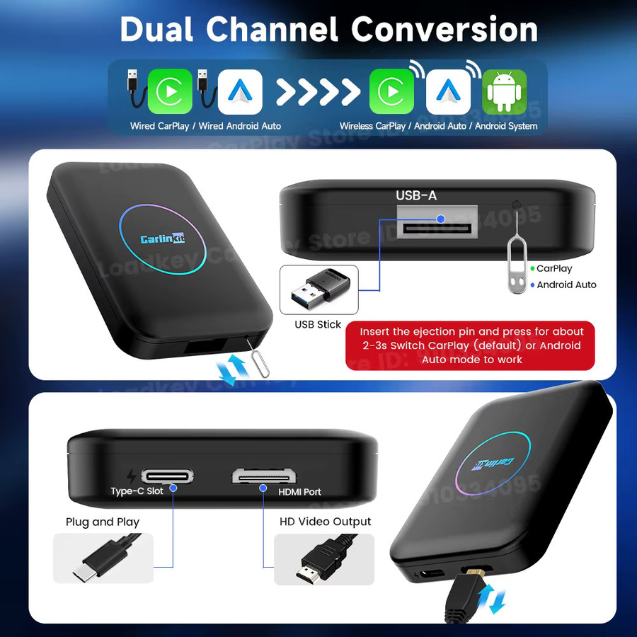 CarlinKit Android TV Box Wireless Adapter Lite in Schwarz mit CarPlay, Android Auto und HD Ausgang für IPTV, Youtube, Netflix und Spotify - Bild 6