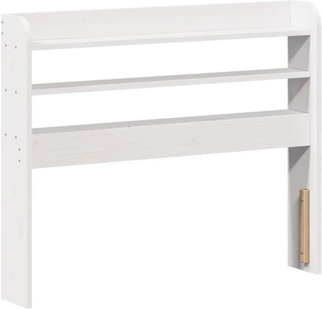 vidaXL Kopfteil mit integrierten Ablagen aus Massivholz Kiefer in Weiß, Breite: 160 cm, Höhe: 85 cm, Tiefe: 16 cm - Bild 1