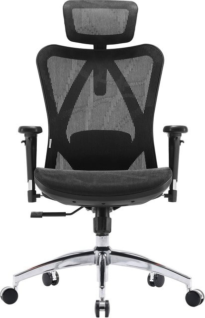 Sihoo Profi Bürostuhl M57-M015 in Schwarz mit Netzstoff, Armlehnen und Kopfstütze, höhenverstellbar - Bild 1