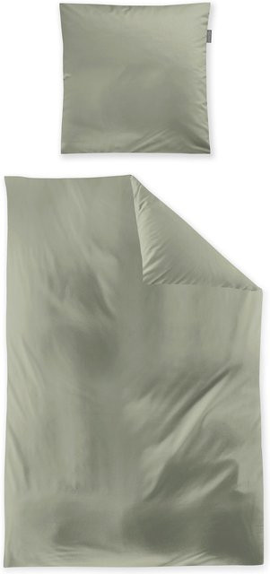 Bettwäsche PARIS Mako-Satin aus Baumwolle, Grün, Set bestehend aus Bettbezug und Kissenbezug, B/H: 200 x 200 cm, B/H: 80 x 80 cm - Bild 1