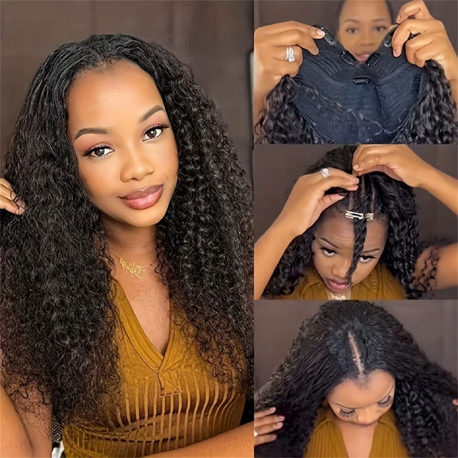 EMOL Kinky Curly V-Part Echthaar-Perücke, Damen, 180% Dichte - Bild 6