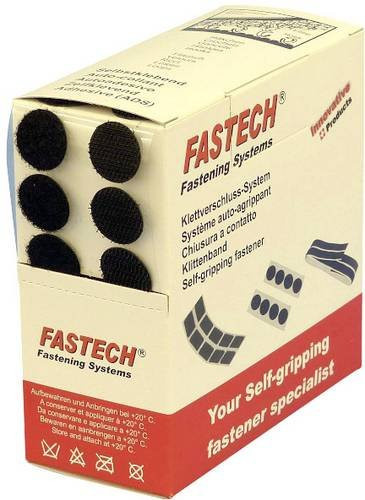 FASTECH Klettpunkte zum Aufkleben mit Hotmelt Haftung, Schwarz, Durchmesser: 20 mm, 460 Teile - Bild 1