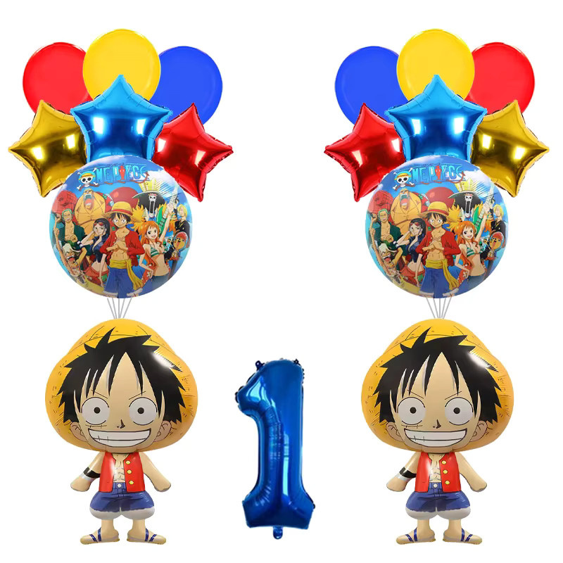 Bandai One Piece Luffy und Zoro Cartoon Folienballons für Kinder Geburtstagsparty Dekoration, mehrfarbig, rund - Bild 2
