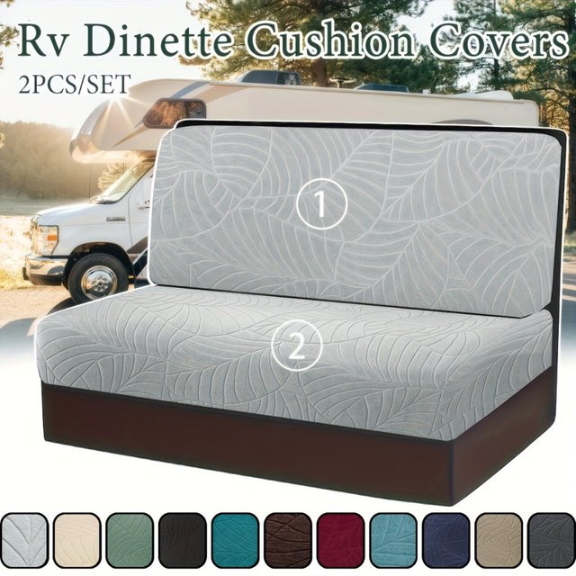Elastische Sofa Abdeckung mit Blatt Muster in Jacquard-Qualität von airldianer, Farbe Sand, rutschfest für Wohnmobile und Camper - Bild 1