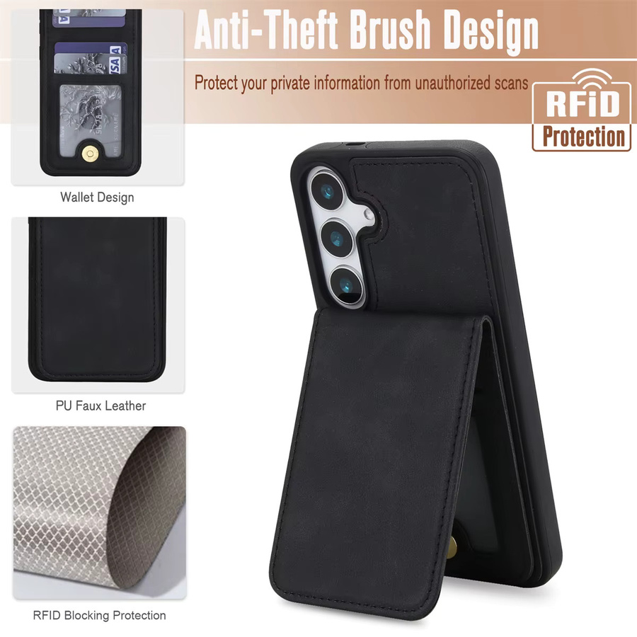 Magnetische Leder-Brieftasche als Schutzhülle für Samsung Galaxy S25 S24 FE S23 Ultra S22 Plus A55 A35 A15 A54 in Schwarz oder Grau - Bild 5